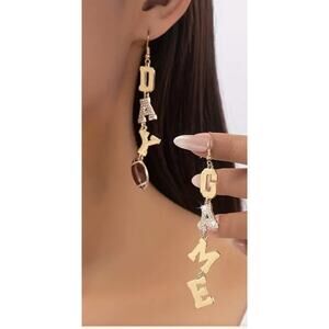 NWT Game Day Earrings College Football Dangle Gold Rhinestone